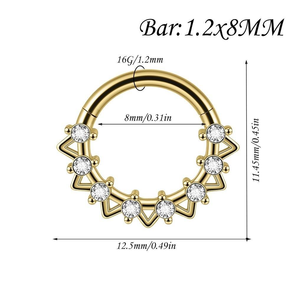 1PC Stainless Steel Septum Clicker Ring Heart Zircon Daith Piercing Ring Nose Piercing