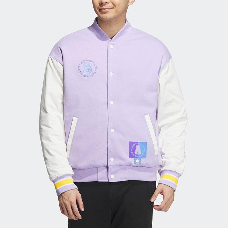 Adidas Neo Baseball Jerseys Unisex Light Purple Baseball Collar Moderate Straight Fit IK5428