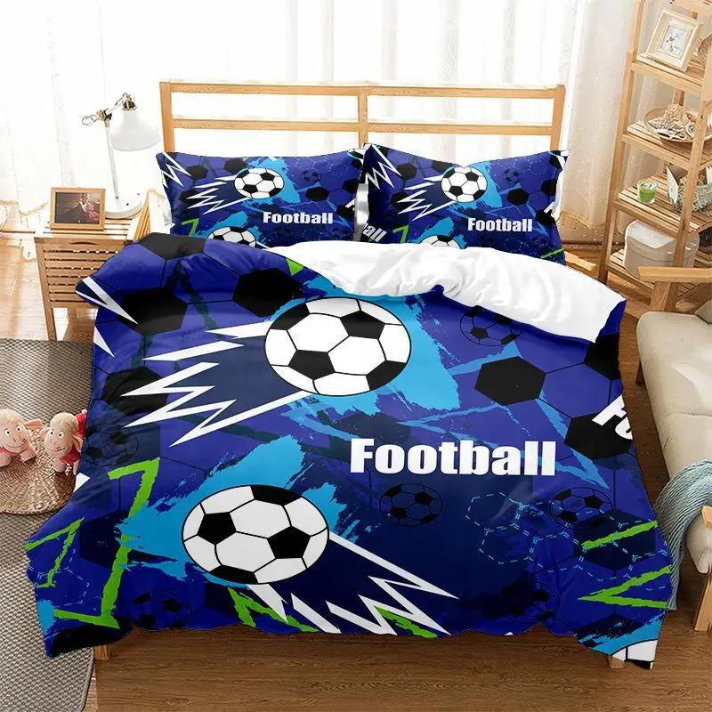Sports Theme Boys Bedding Set Microfiber Football Comforter Cover for Kids Girls Teens Duvet Cover Hip Hop Graffiti Quilt Cover