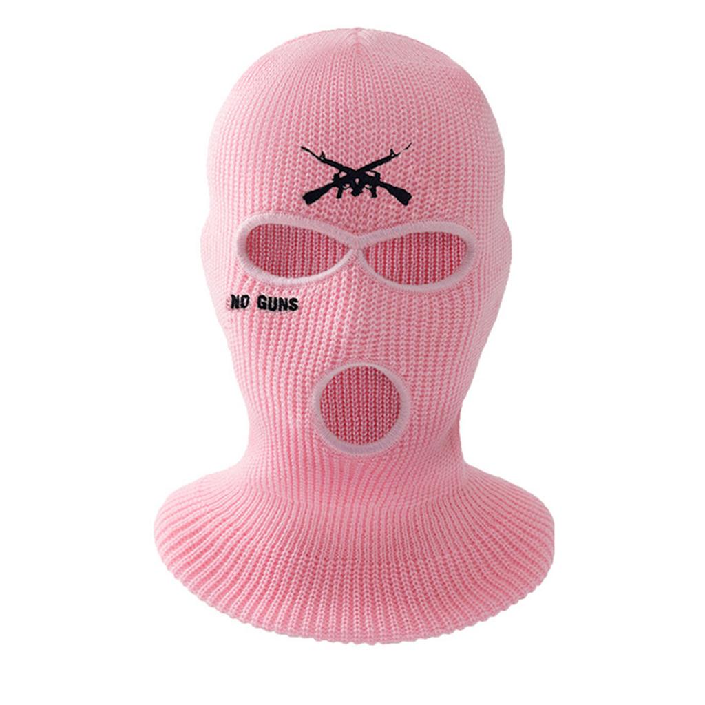 Косплей гангстерский головной убор с тремя отверстиями, ветрозащитная маска, зимняя теплая шапка для сноуборда, удобные мотоциклетные маски с вышивкой
