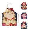 Льняной фартук с японским рисунком Lucky Cat, фартук для домашней кухни, приготовления пищи, выпечки, маслостойкий фартук для уборки по дому, аксессуары для уборки