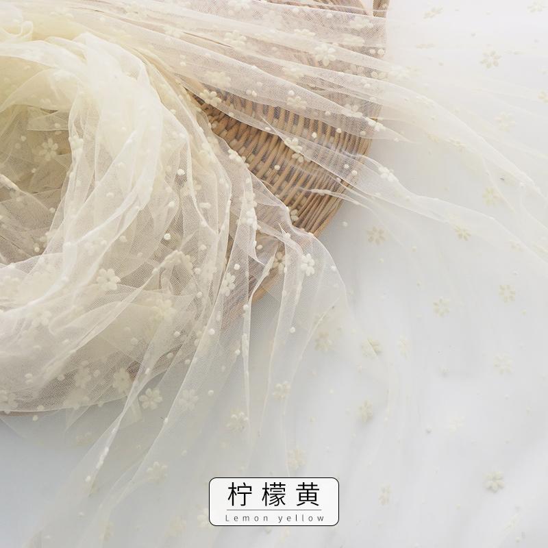 Ткань сетка с флоком "Снежинка" 150x100см/200см для платьев, отделки женской одежды, оконных сеток, ткань для рукоделия DIY TJ5103