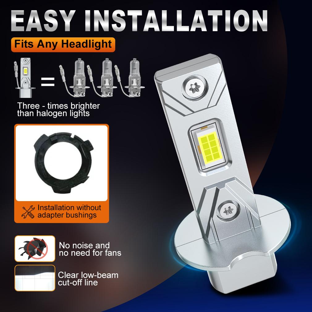 2 шт. 12000 лм H3 светодиодные лампы противотуманного света Мини H3 светодиодная противотуманная фара 30 Вт 16-ядерный CSP для автомобиля Бесшумный дневной ходовой свет Автомобильные дневные ходовые огни 12 В 6500 К Белый