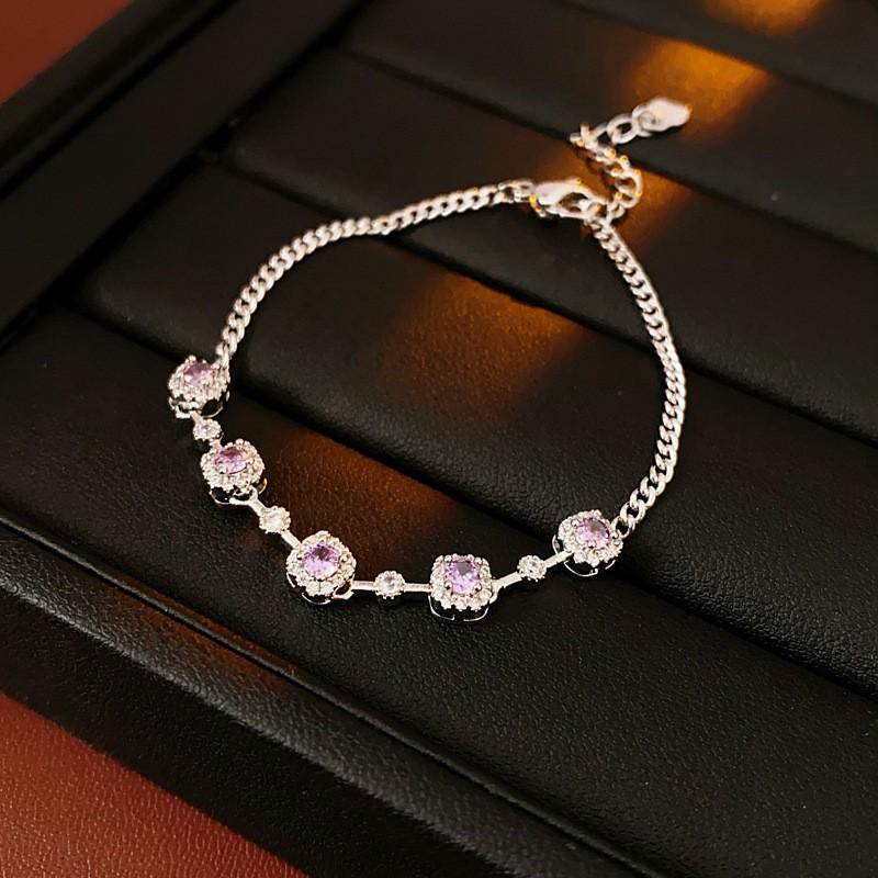 Geometric Square Zircon Crystal Bracelet Women Minimalist Elegant Adjustable Chain Jewelry Gift