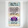 Rustic Lotus Flower Metal Tin Sign, Vertical Vintage Inspirational Quote Wall Plaque with Blue/White/Purple/Beige Stripes, Home