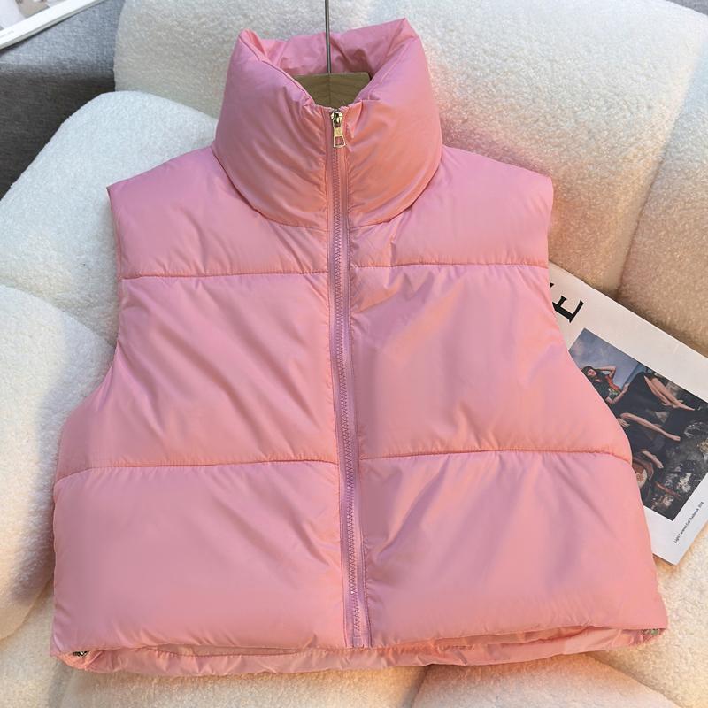Модный зимний короткий теплый жилет женский верхняя одежда без рукавов парка повседневный толстый женский жакет