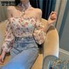 WTEMPO Y2K Floral Printed Blouses Women Tunic Chiffon Cropped Tops Spring Sweet Vintage Casual Holiday All-Match Girl's Shirts