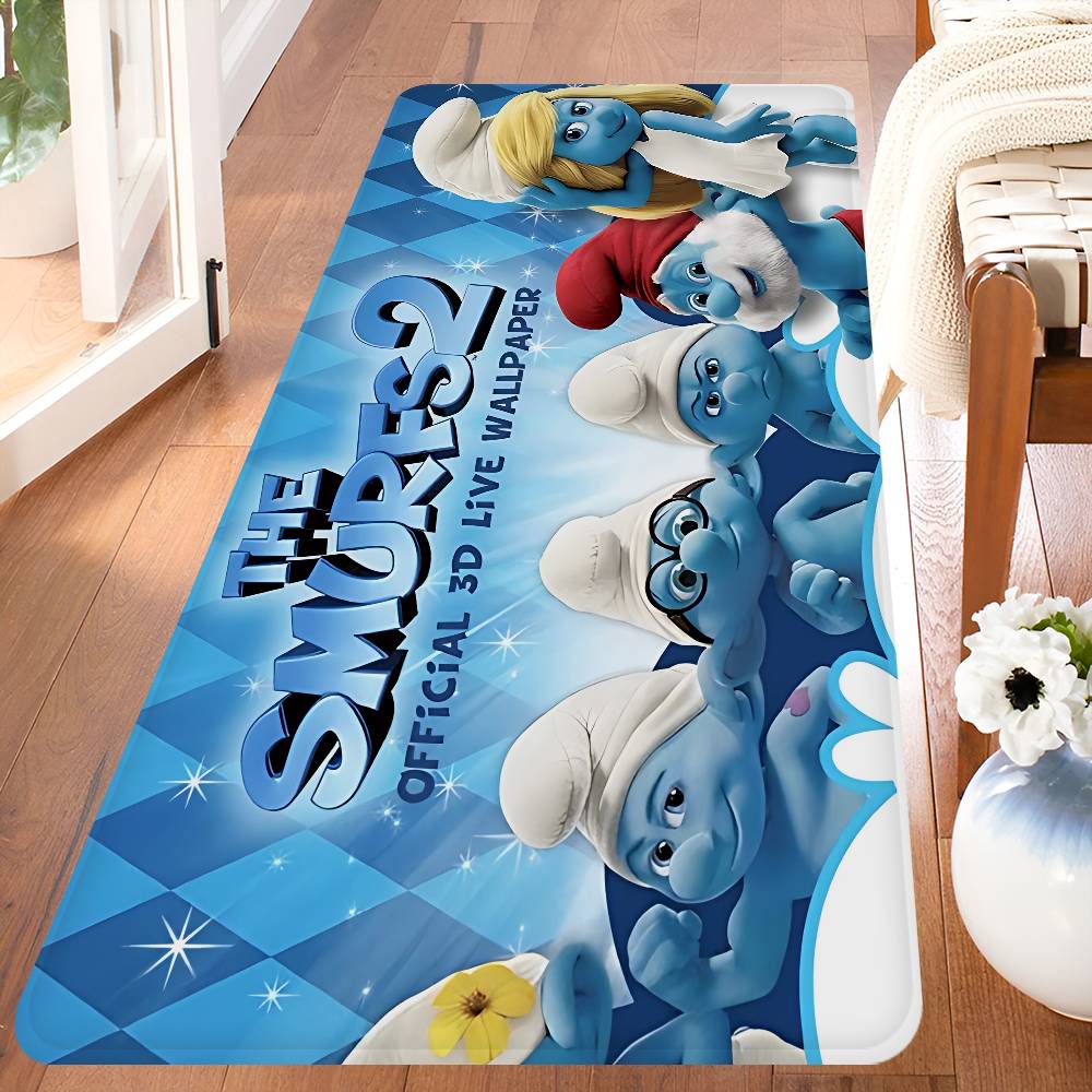 S-Smurfs Cute Door Mat Nordic Style Bedroom Living Room Doormat Home Balcony Anti-Slip Alfombra