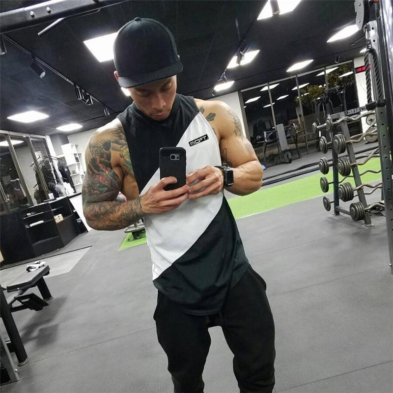 Muscleguys Printed Cotton Gym Clothing Men Fitness Singlets Bodybuilding Stringers Tank Top Men Workout Vests Sportswear Sleeveless T-Shirt