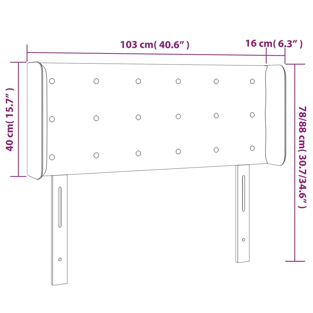 Vidaxl Zagłówek Do Łóżka Z Led, Biały, 103X16X78/88 Cm, Sztuczna Skóra