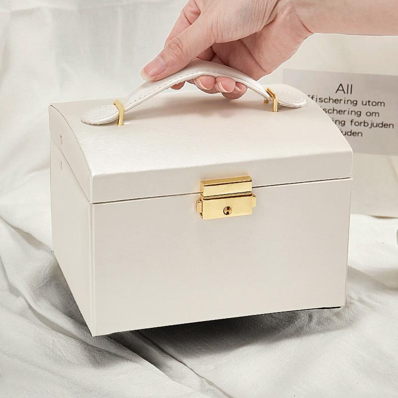 Jewelry Organizer Large Jewelry Box High Capacity Jewelry Casket Makeup Storage Makeup Organizer Leather Beauty Travel Box