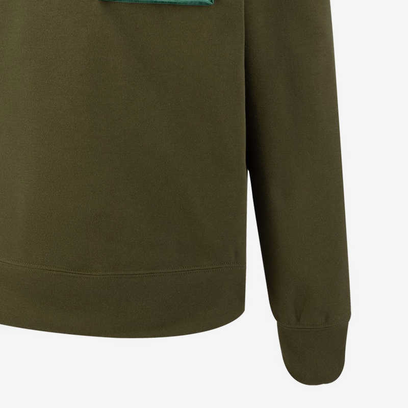 Puma Пуловер с круглым вырезом и карманом с логотипом, мужские топы, зеленый в стиле милитари, 539699-23