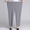 Women Summer Pants Solid Elastic High Waist Casual Pants Middle-aged Mother Pants Loose Straight Pants