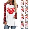 Women's Fashionable All-match Long Sleeve Mid-Length Valentine's Day Love Heart Print Top