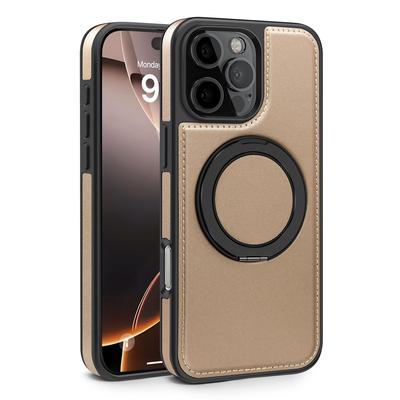 Чехол для iPhone 16 Pro Max с кольцом-подставкой, совместимый с MagSafe, задняя крышка из ПУ кожи