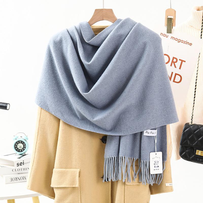 Women'S Thick Warm Solid Color Scarf Autumn And Winter New Style Cashmere Scarf Versatile Wool Scarf