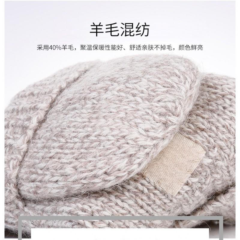 Warm Wool Half-Finger Cycling Gloves With Flip Top Cover Unisex Winter Riding Gear DZ07
