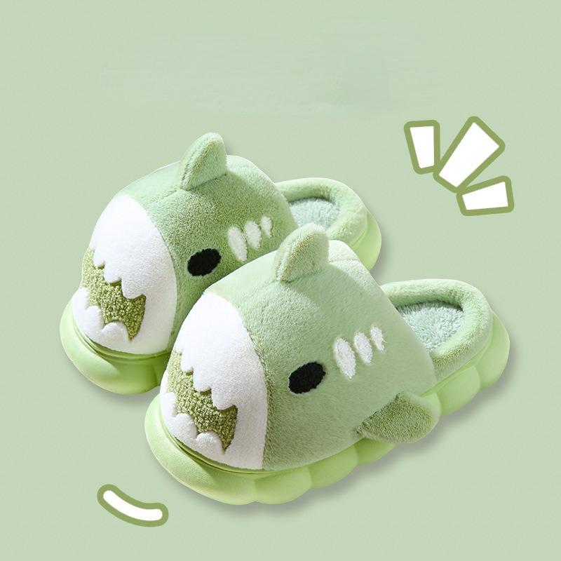 Cotton Slippers, Winter Thick Sole, Shark Cotton Slippers, Women's Home, Indoor Anti Slip, Plush Insulation, Couple Cotton Slippers