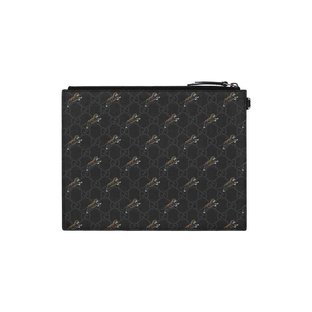 Gucci Клатч из высококачественного канваса с кожаной отделкой Мужской Черный Серый