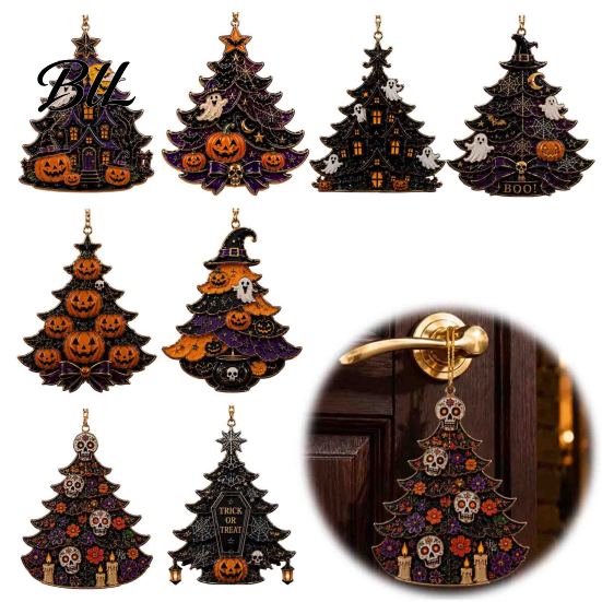 Skeleton Wall Decor for Home Halloween Tree Acrylic Hanging Ornament, Pumpkin Ghost Skull Seasonal Durable Event Decorations Decor, Spooky Pendant