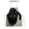 Cartoon Cute Cat Printed Sleeveless Apron Black Kitchen Apron Women Cooking Apron Home Baking Antifouling Antifouling Bib