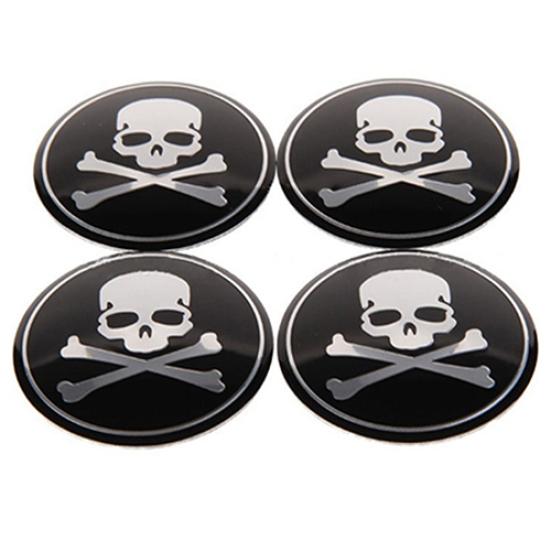 4Pcs Car Wheel Center Hub Cap Skull Tire Emblem Decal Stickers Accessories