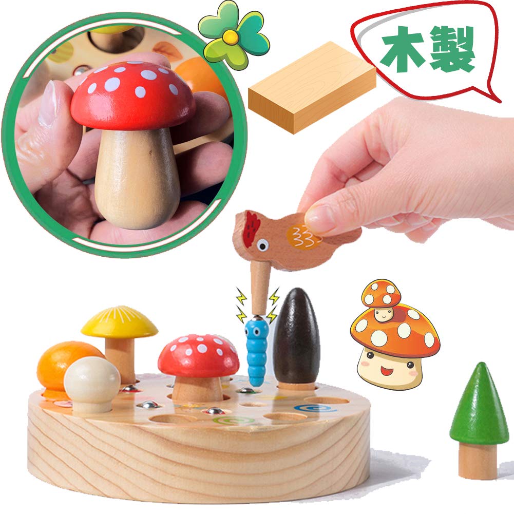 CORPER TOYS Деревянный пазл, пазл с подгонкой, магнитная игрушка, магнитная игрушка, игрушка для рыбалки, насекомое, гриб, для мальчиков и девочек, милая игрушка для дома, красочная головоломка