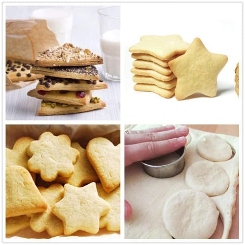 Vivi Bakie 24-Piece Cookie Cutter Set, Biscuit Molds, Square Cookie Cutters, Confectionery Tools, Stainless Steel, Flower and Star Shapes, with Storag