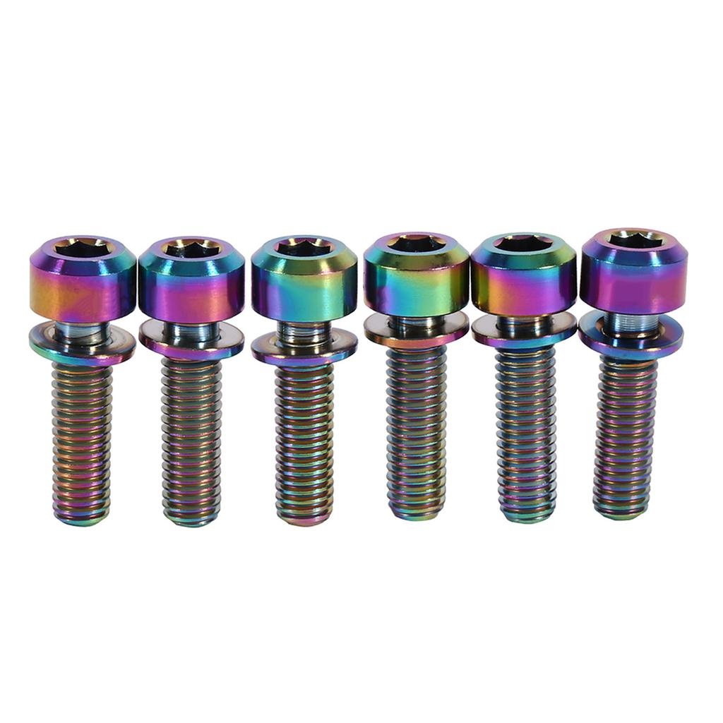 M5 X 18mm Titanium Bicycle Stem Screws Bolts With Spacer Cycling Pack Of 6(rainbow)