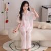 Girls Pajama Set Ice Silk Short Sleeve Long Pants Shorts 3-Piece Cartoon Sleepwear Ages 8