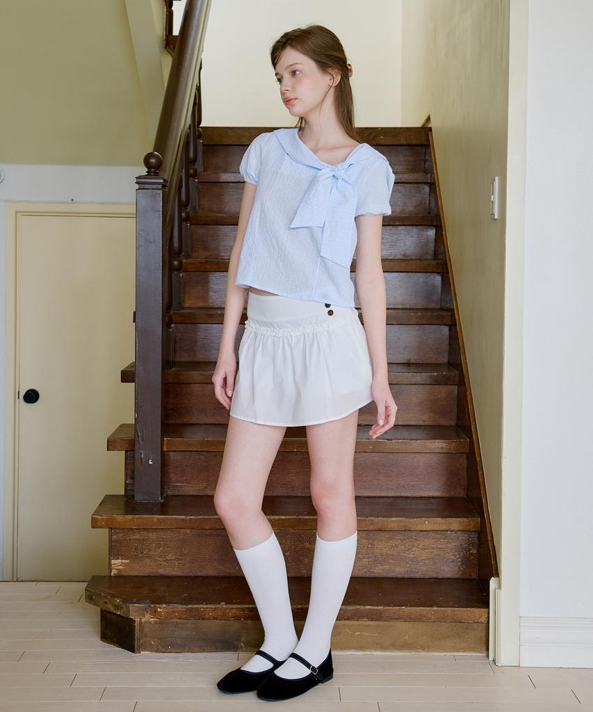 Letter From Moon Roha Button Flare Skirt (White)