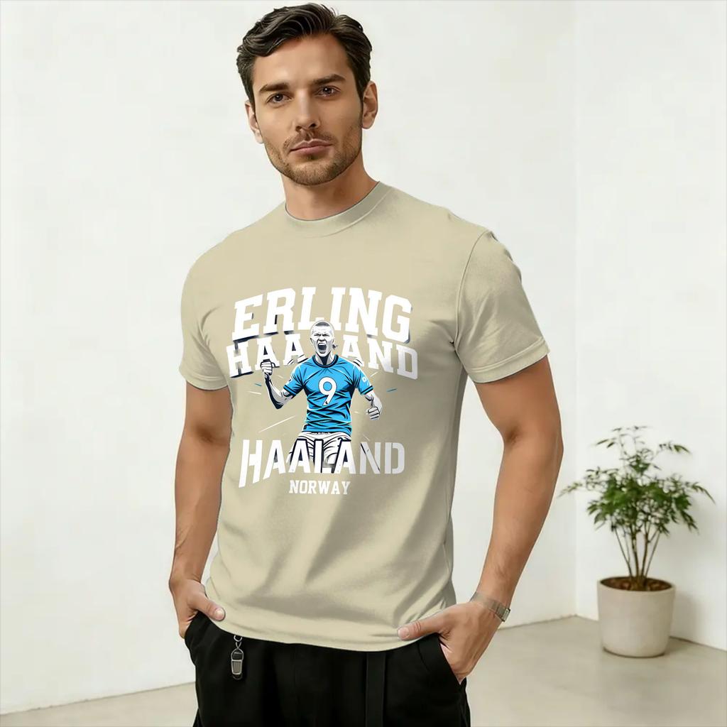 Haaland Number 9 T Shirt Beach Hip Hop TShirts Unisex 100 Cotton O Neck Oversize Top Tees Short Sleeve Y2K Fun Tshirt
