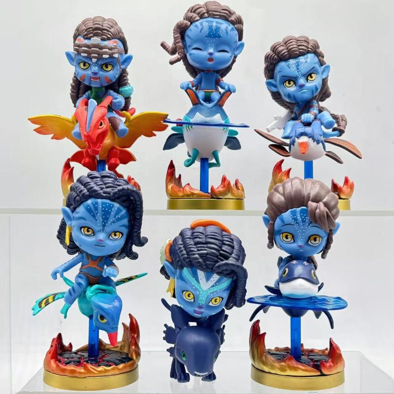 6Pcs Avatar 2 Q-Style Big-Head Figurines Jack Sully & Neytiri Car & Household Decoration Collectible Present Toys