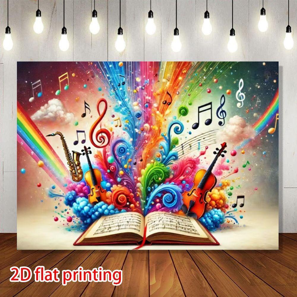 A 2D flat piece in one piece depicts exquisite scenes of music and books suitable for festival celebrations.