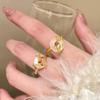 Snake Wrapped Ring Adjustable Opening Ring Moon Decor Golden Alloy Retro Style Ring Finger Jewelry New Year Gift