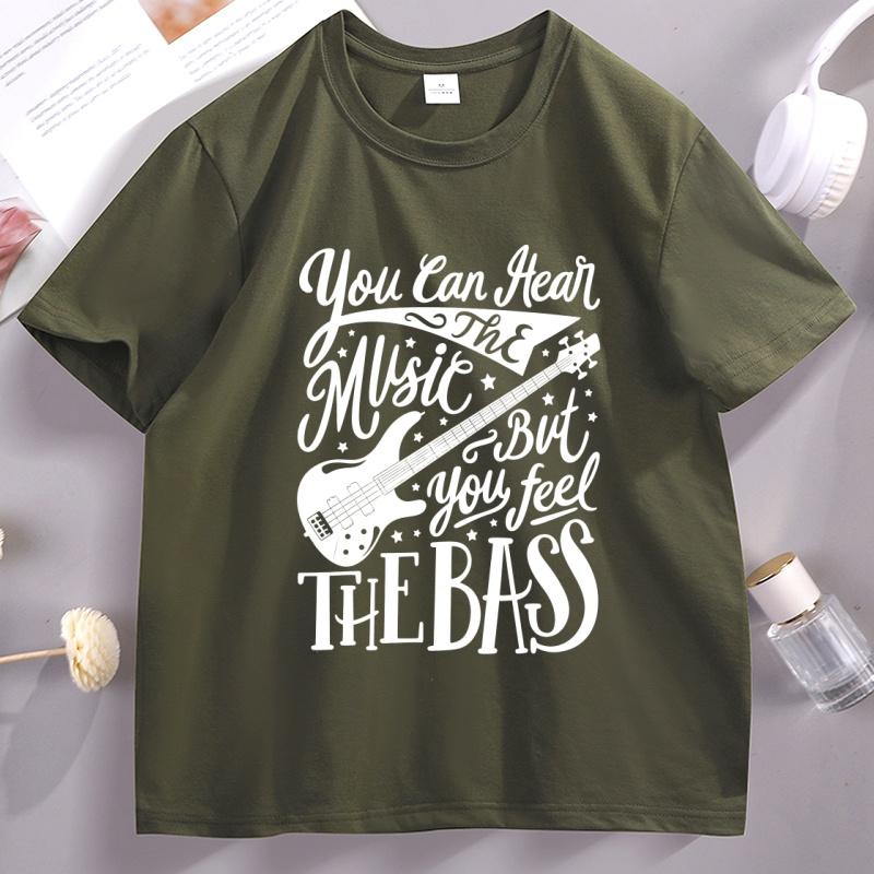 Bassist You Can Hear The Music T Shirt But You Feel The Bass Guitar Tshirt Unisex Unisex Funny Short Sleeve Tee Shirt Streetwear
