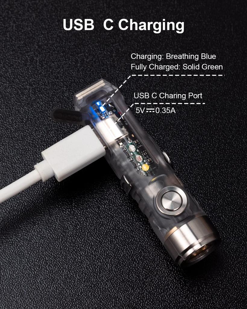 RovyVon A8 650 люмен Супер яркий брелок-фонарик Высокий USB C Перезаряжаемый EDC Фонарик с магнитным зажимом и люменом на боковой стороне хвоста, Основание,