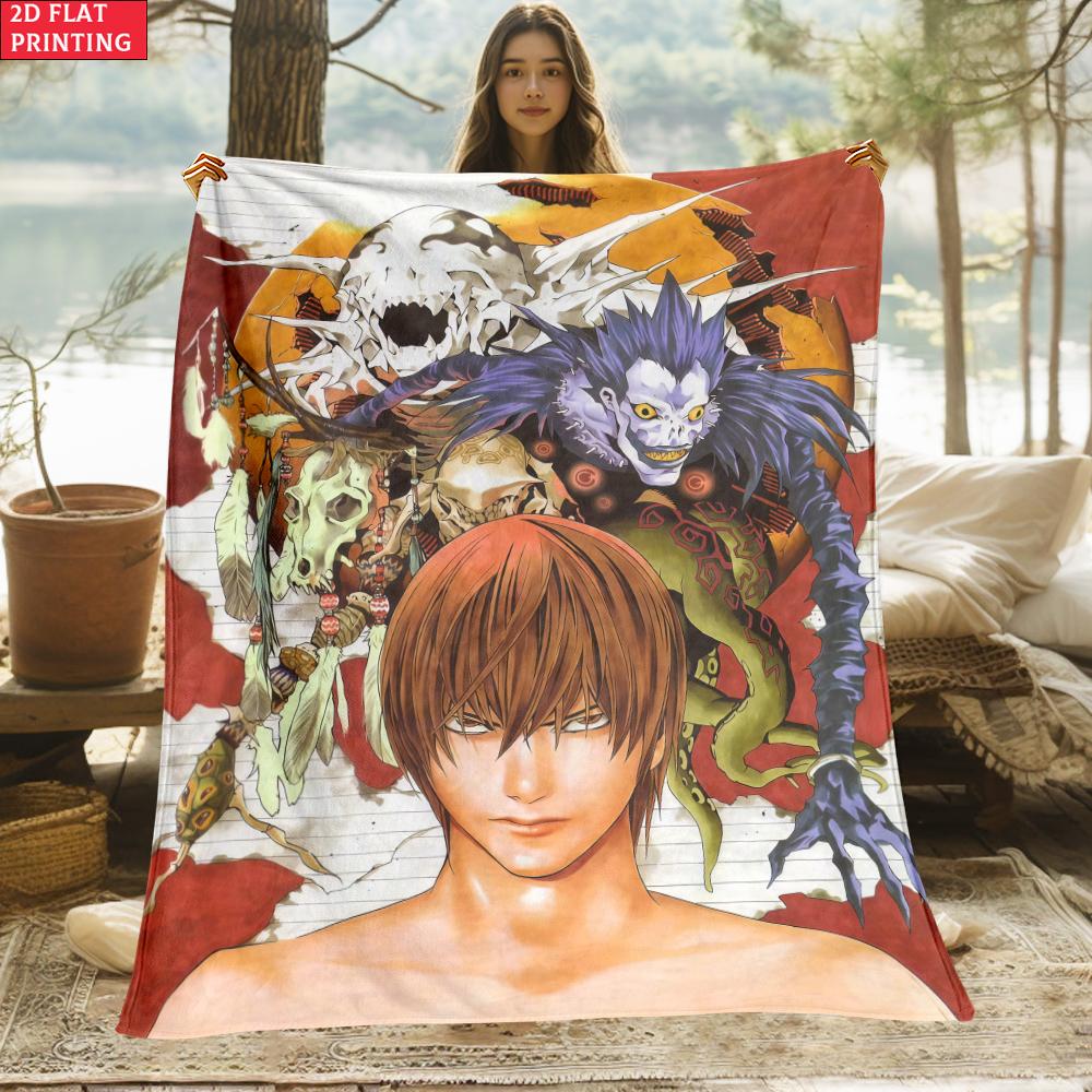 Light Yagami & Ryuk Print thin Flannel Blanket for Living Rooms,Sofas Blankets,Lunch Breaks,blankets fluffy