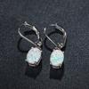 Round Opal Teardrop Dangle Earrings Retro Style Gem Crystal Eardrops Round Created Gemstones Drop Earrings