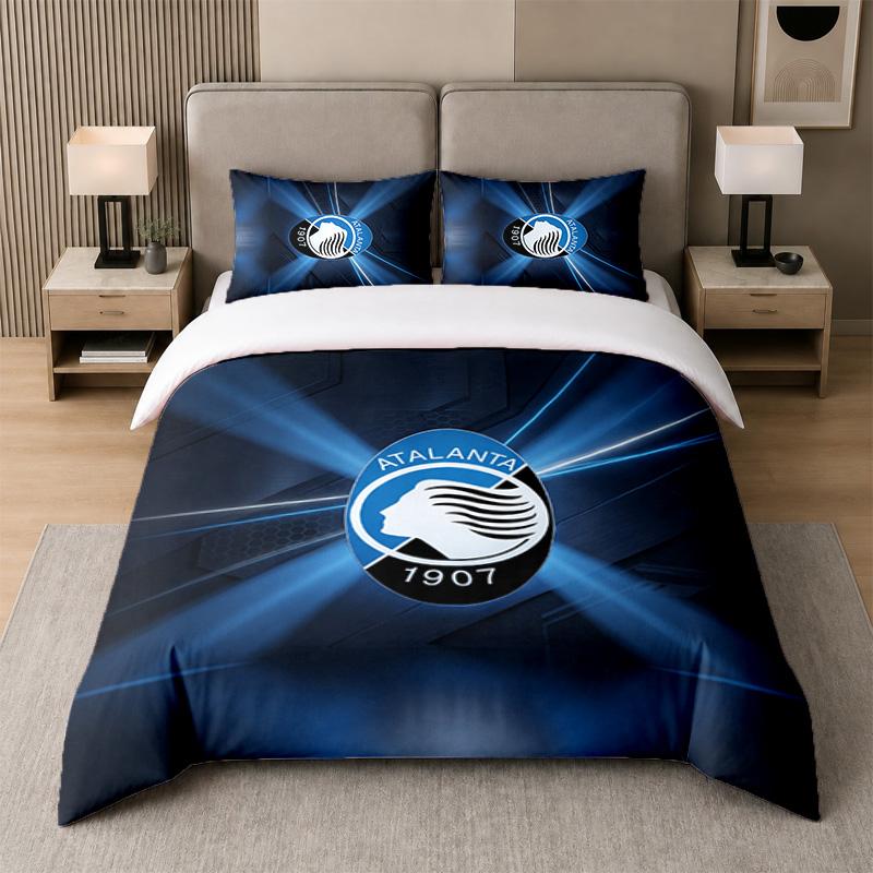 3Pcs Bedding SetAtalanta FC Soft Bed Sheet and Two Pillowcases Home Bedroom Decor