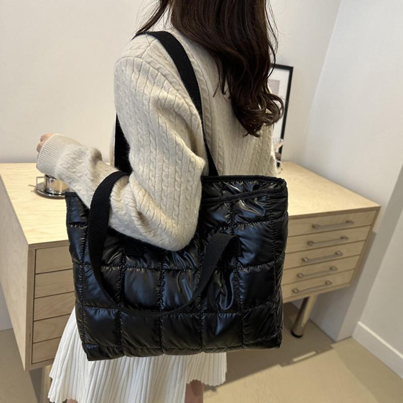 Женские сумки-тоут большой вместимости, стеганые, однотонные, из хлопка с подкладкой, ромбовидные, портативные, для отдыха и путешествий