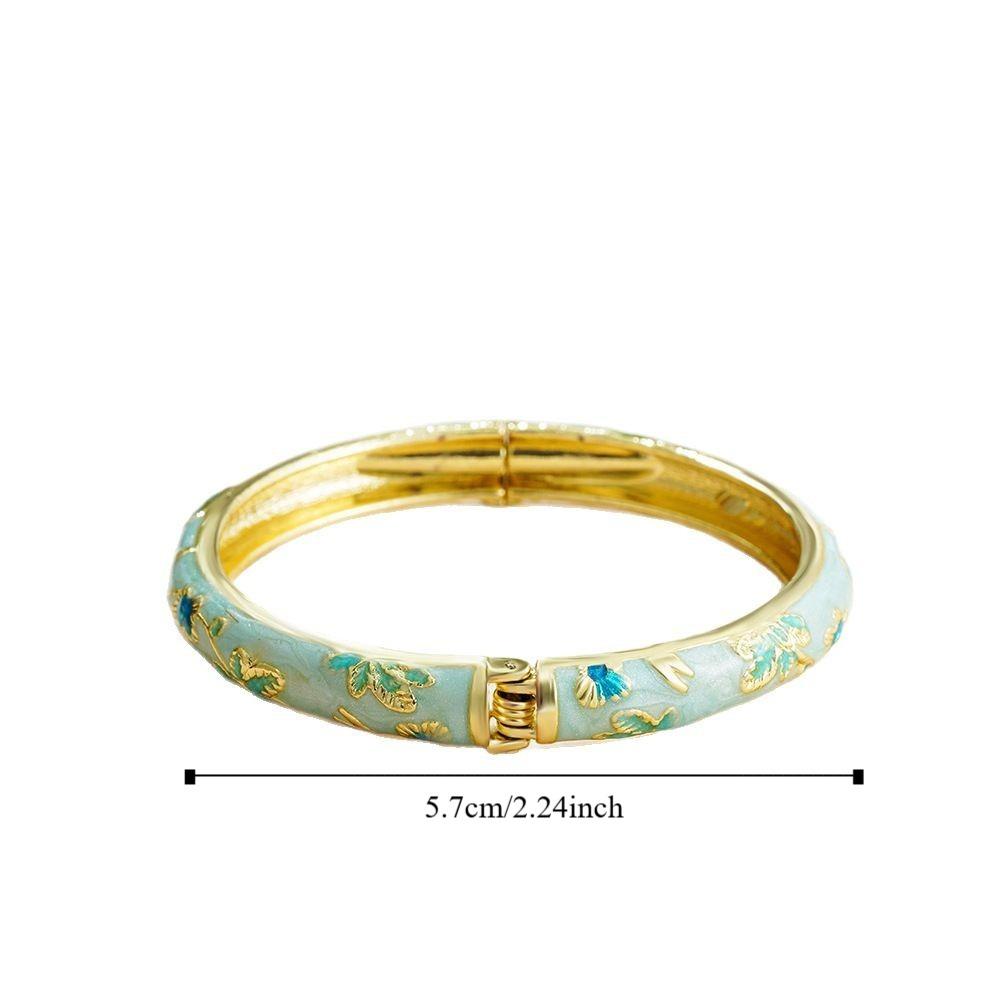 Chinese Vintage Cloisonne Bangle Traditional Women's Hand Bracelet Hollow Out Flower Bangle  Women