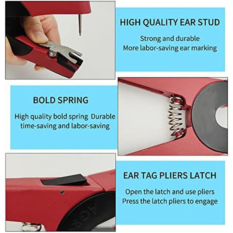 Тренд 2025 Бирки для ушей скота Бирки для ушей Номера 001-100 Пластиковые бирки для сельскохозяйственных животных для коров Набор аппликатора для бирок для ушей, 100 шт.