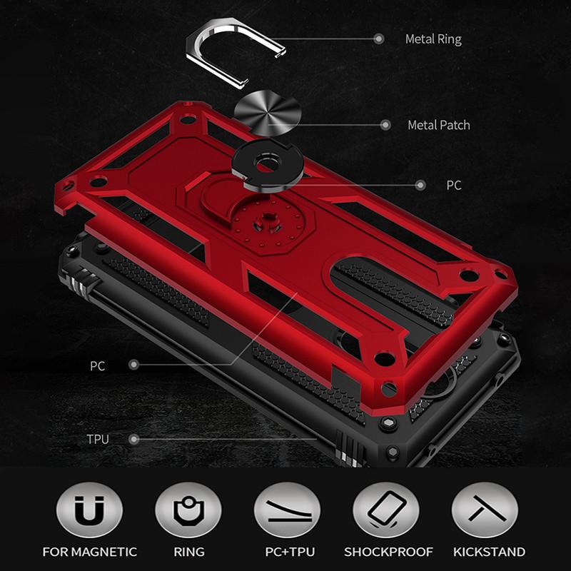 Luxury Armor Shockproof Phone Case for iPhone Samsung Huawei Honor Xiaomi Full Cover Car Magnetic Ring Bumper Back Shell