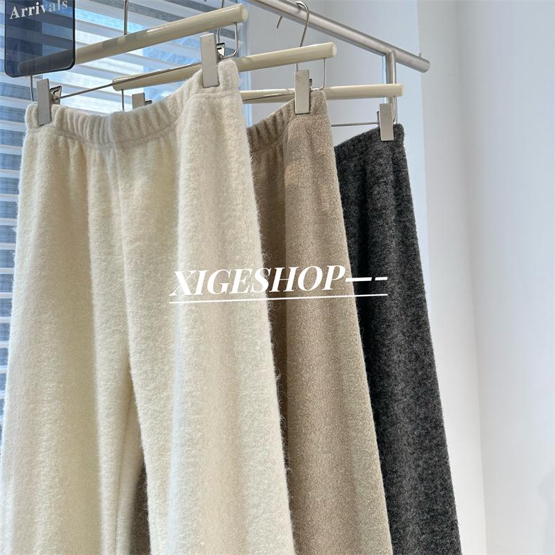 Женские утолщенные шерстяные брюки Off-White Wide Leg - Осень/Зима, Свободный крой, Прямой покрой