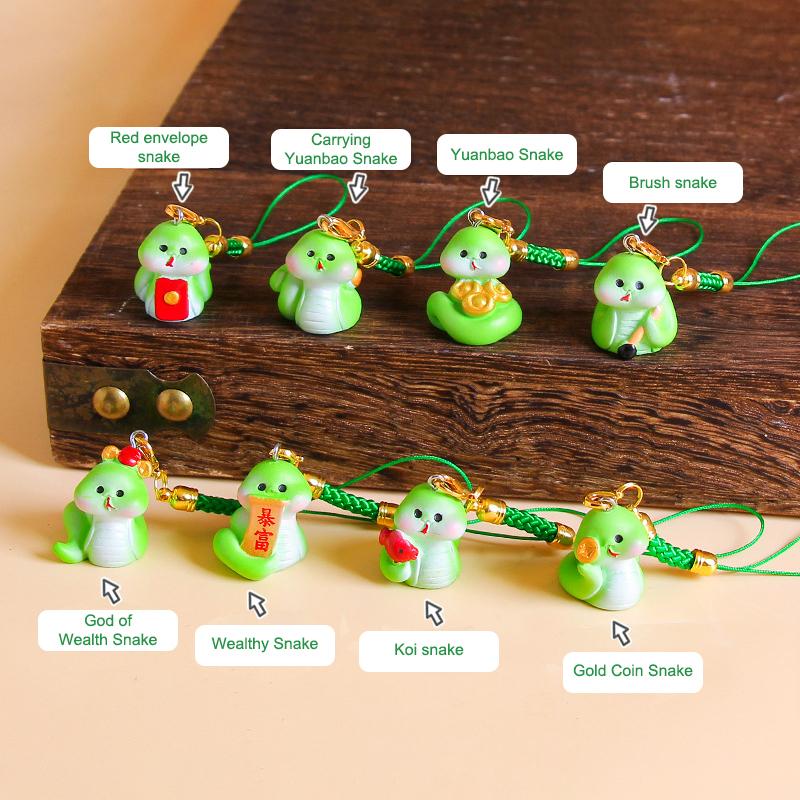 Брелок-талисман года Змеи 2025, брелок для телефона, мультяшный брелок со знаком зодиака Змея, милая подвеска для сумки, подвесное украшение, подарки на год