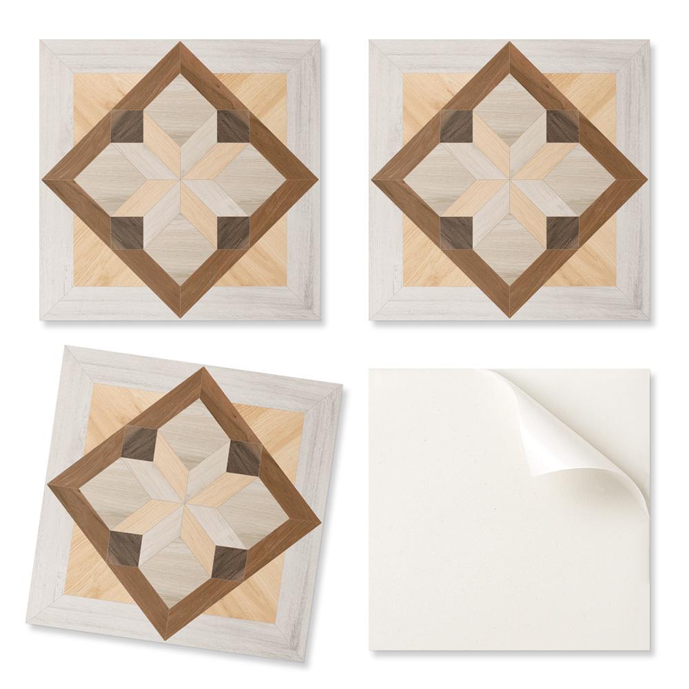 Zestaw Kafelków Winylowych Prosty Montaż Wzór Geometryczny W Kwadracie 20X20X20 Cm