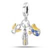 Подходит для оригинального браслета Pandora, золотой цвет, шармы, бусины, медная пирамида, подсолнух, кошка, луна, звезда, подвески, DIY украшения