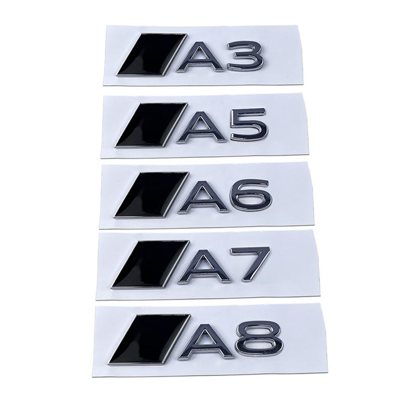 Новый металлический значок на багажник автомобиля для Audi A3 A5 A6 A7 A8 Буквенные наклейки Задний значок Наклейка на боковую часть кузова Декоративные аксессуары для тюнинга