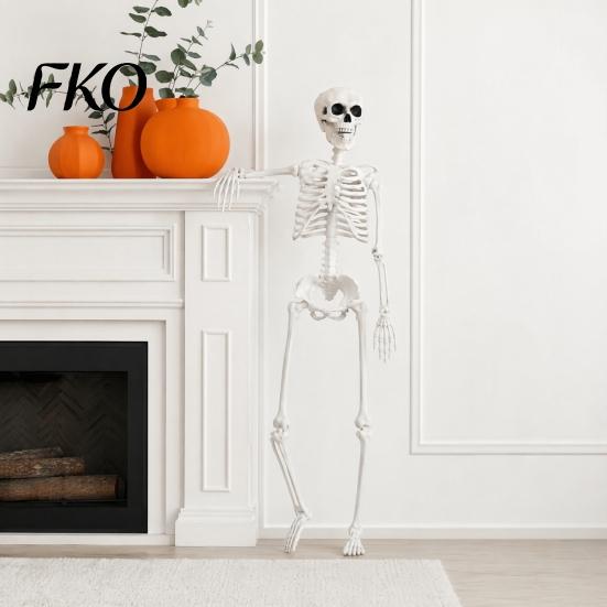 Skeleton Figurine for Halloween 3ft Life Size Skeleton, Full Body Posable Plastic Prop, Realistic with Movable Jaw Human Bones Model Yard Patio